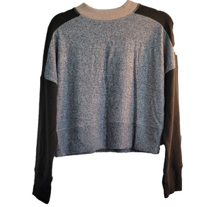 NWT THEO & SPENCE Women's Color Block Sweater in Grey/Loden/Putty Size M
